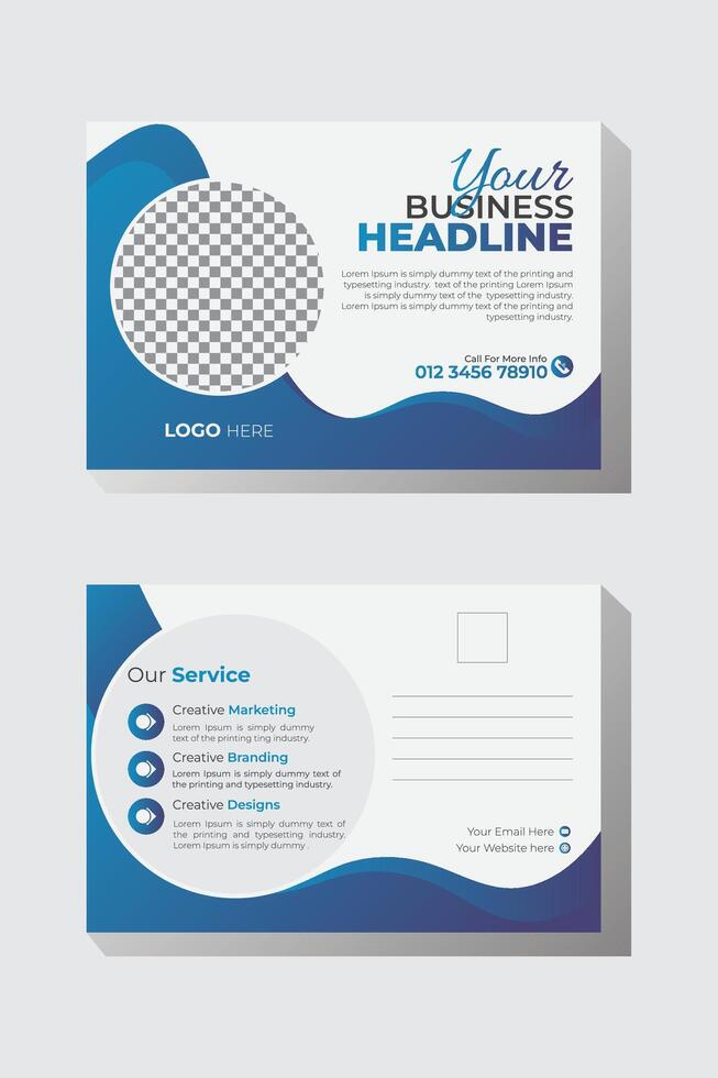 Business friendly and contemporary postcard template inventive, Marketing agency postcard template, marketing postcard, postcard flyer Template vector