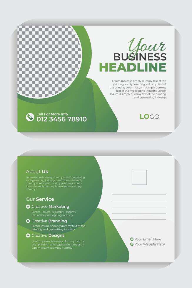 Bold and imaginative design for a double sided postcard. Template for a creative and modern postcard, Corporate postcard, business postcard, professional postcard design for your business vector