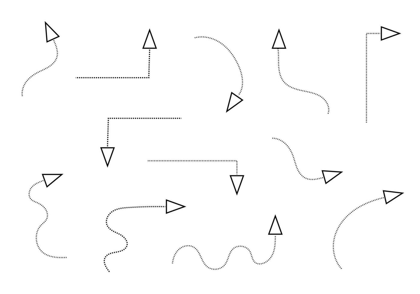 Arrow icon collection, a Set of hand-drawn dashed arrows vector