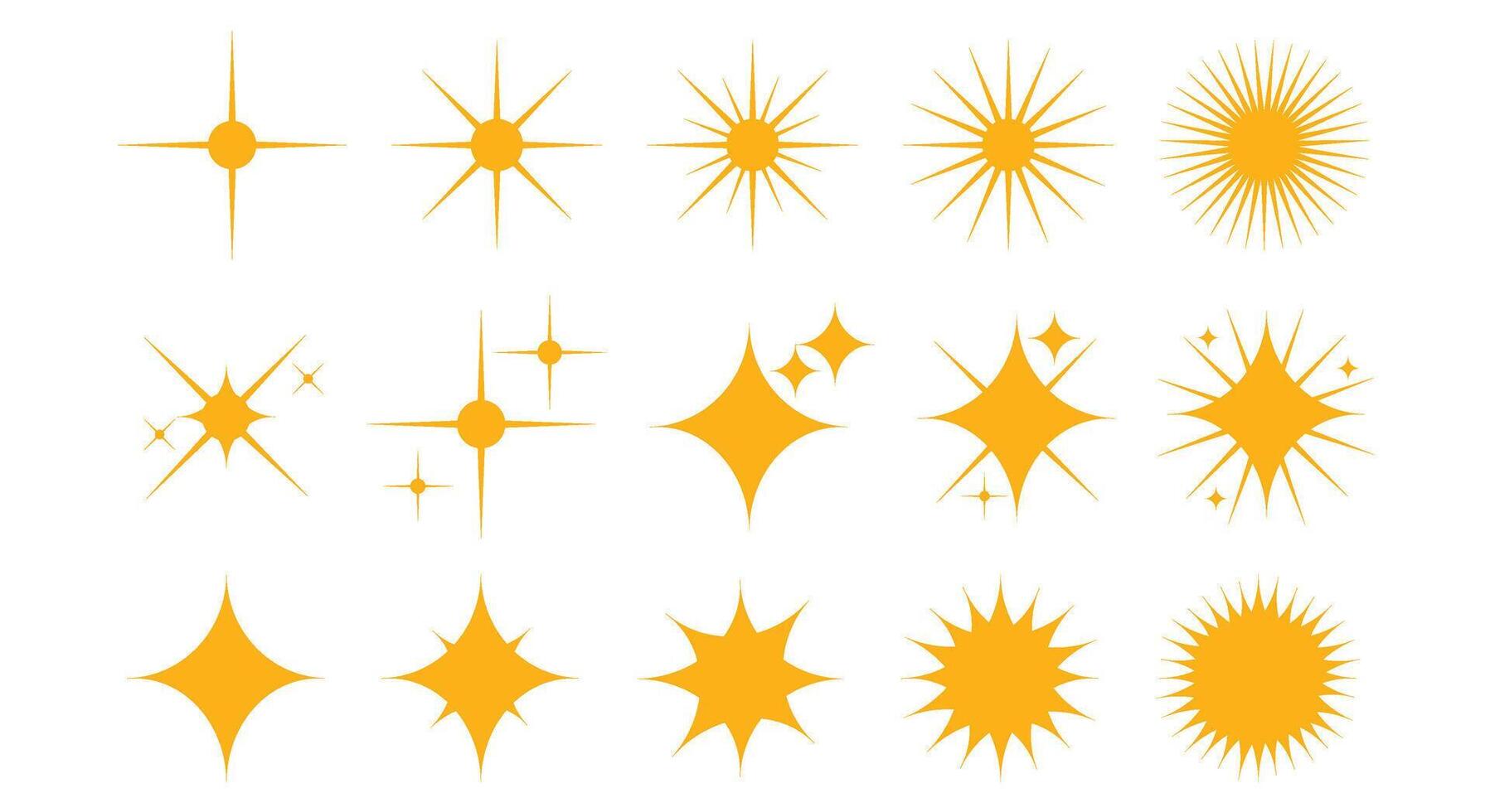 Sparkling golden star set collection vector