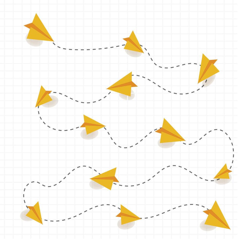 a paper plane flying background. Line paper airplane seamless pattern vector
