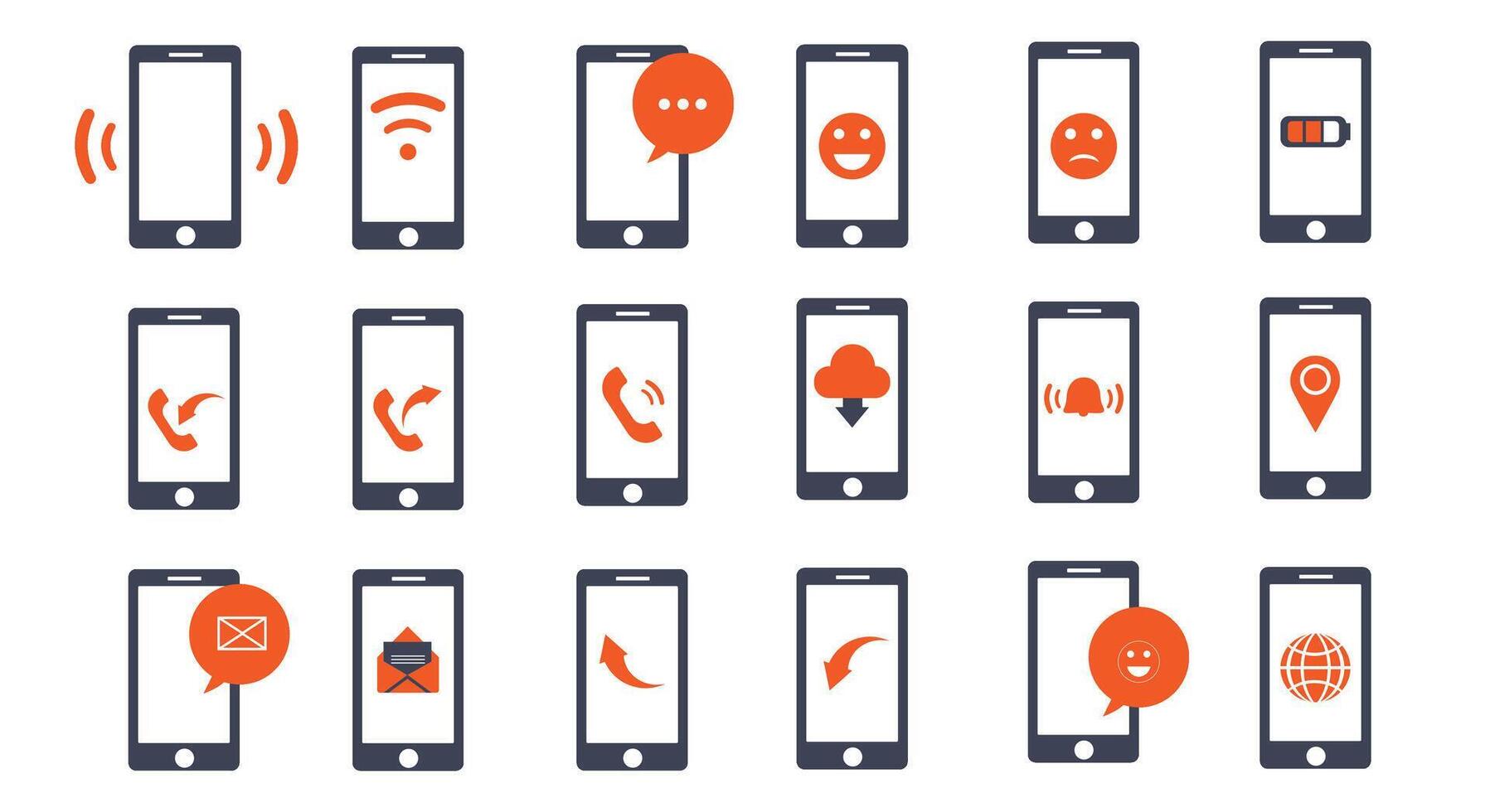 Phone icons with different themes vector
