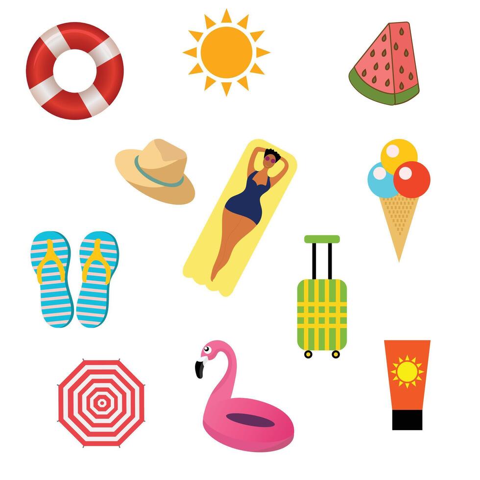 A collection of summer attributes vector