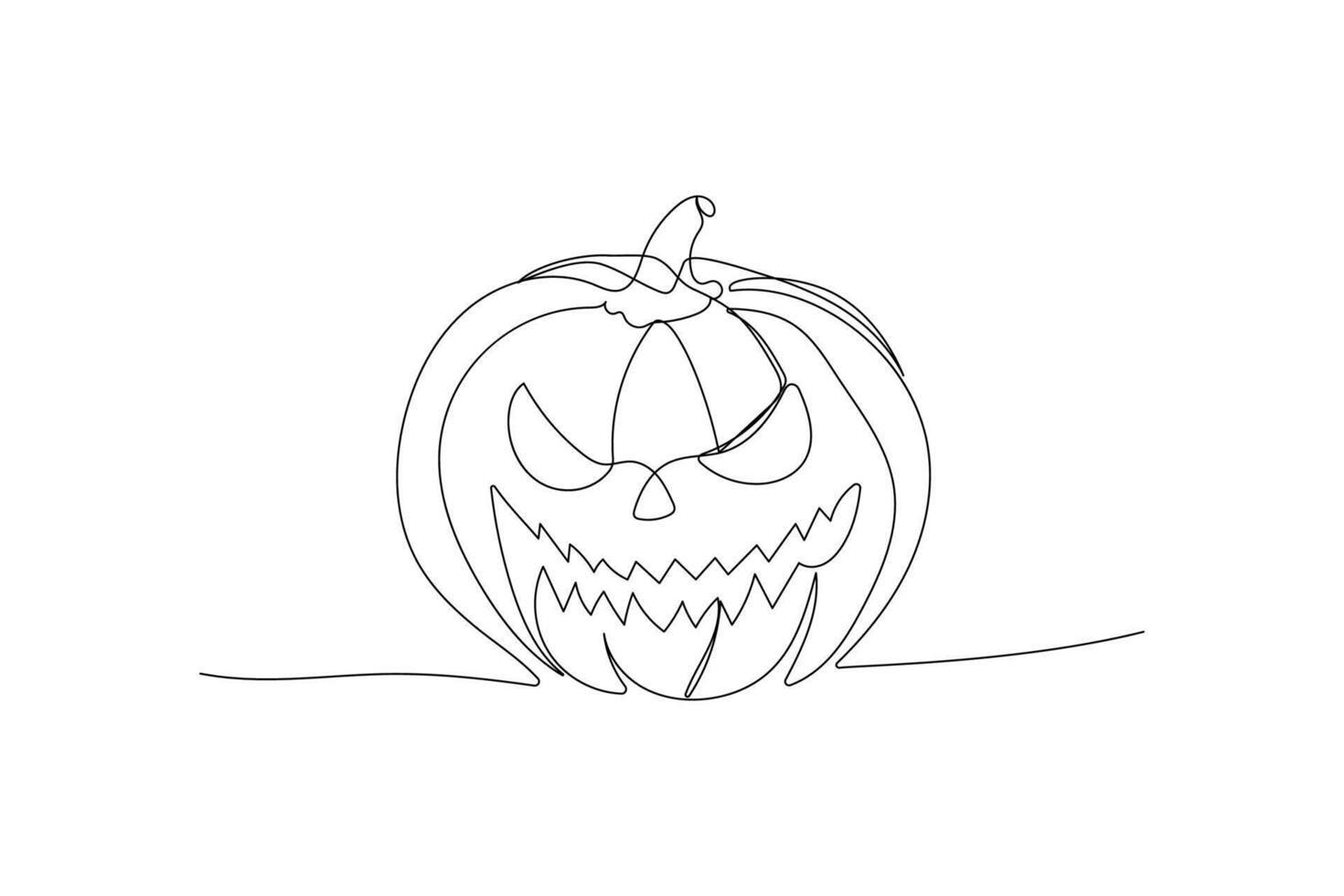 Illustration one line, outline for Halloween. Pumpkin, jack lantern. vector