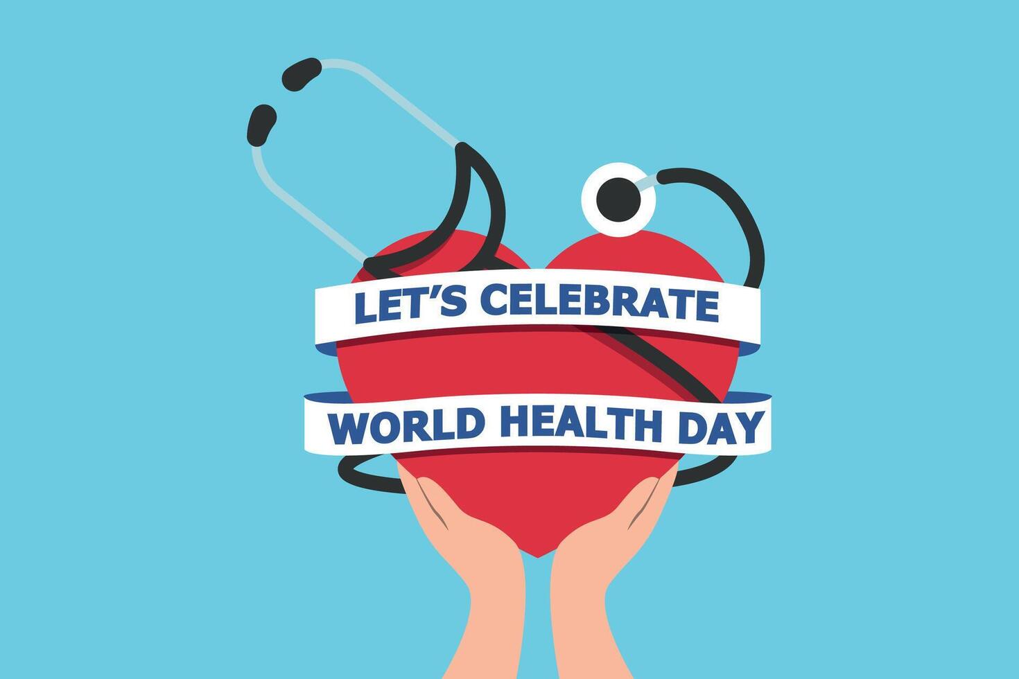 World Health Day Celebration with Heart and Stethoscope vector