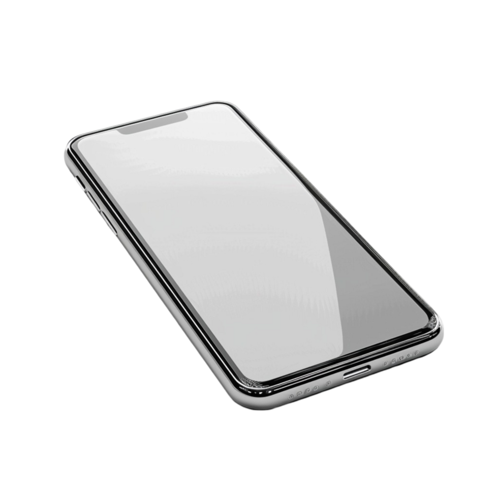 White Screened Smart Phone Set On White Surface on transparent Background Generative-AI png