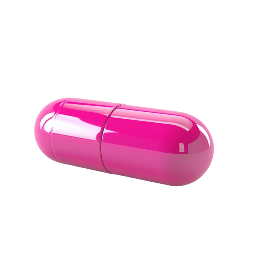Pink Capsule Medicine on transparent Background Generative-AI png