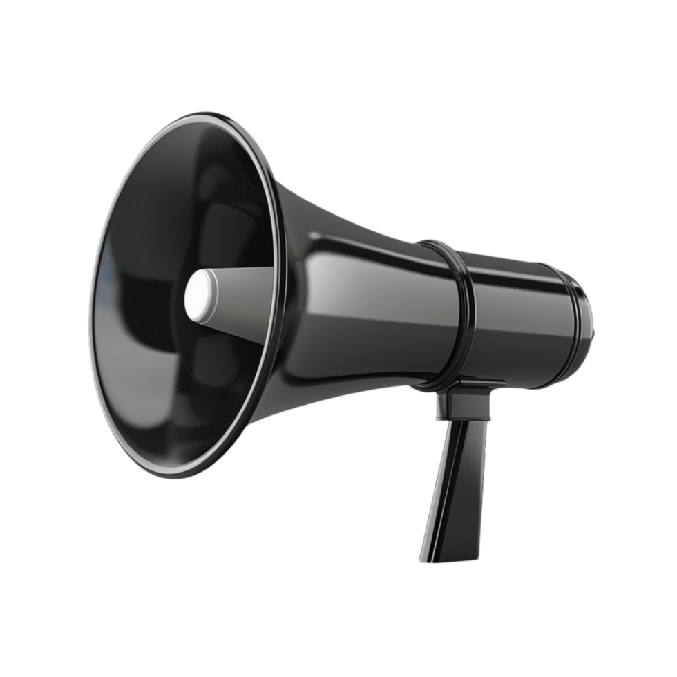 3D Rendering of black megaphone on transparent Background Generative-AI png