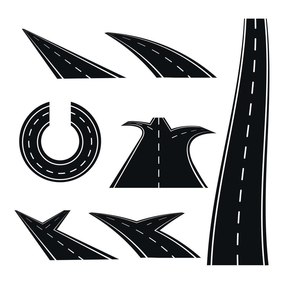 set of Curved roads, highways. vector