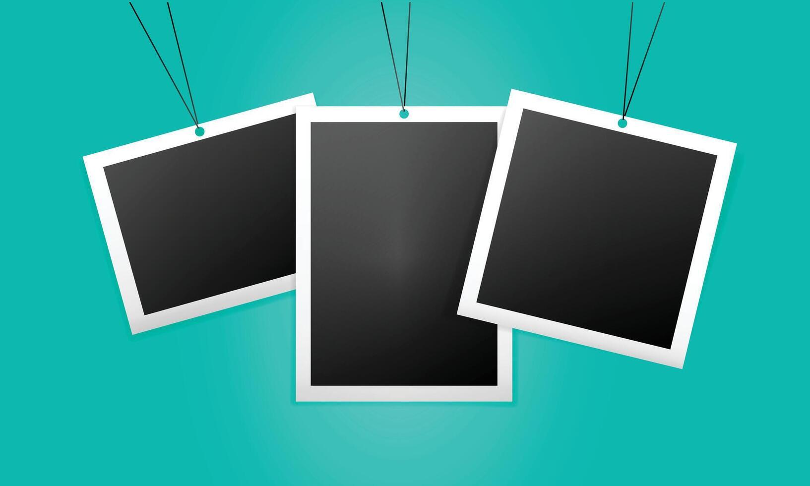 three hanging photo frames vector