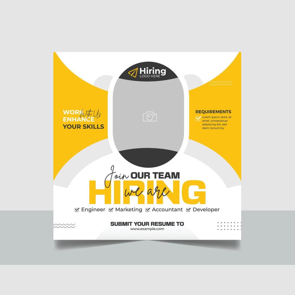 We are hiring job vacancy social media post design template set. vacant recruitment marketing web banner square flyer design. vector