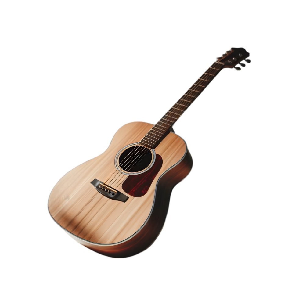 An acoustic guitar on transparent background png