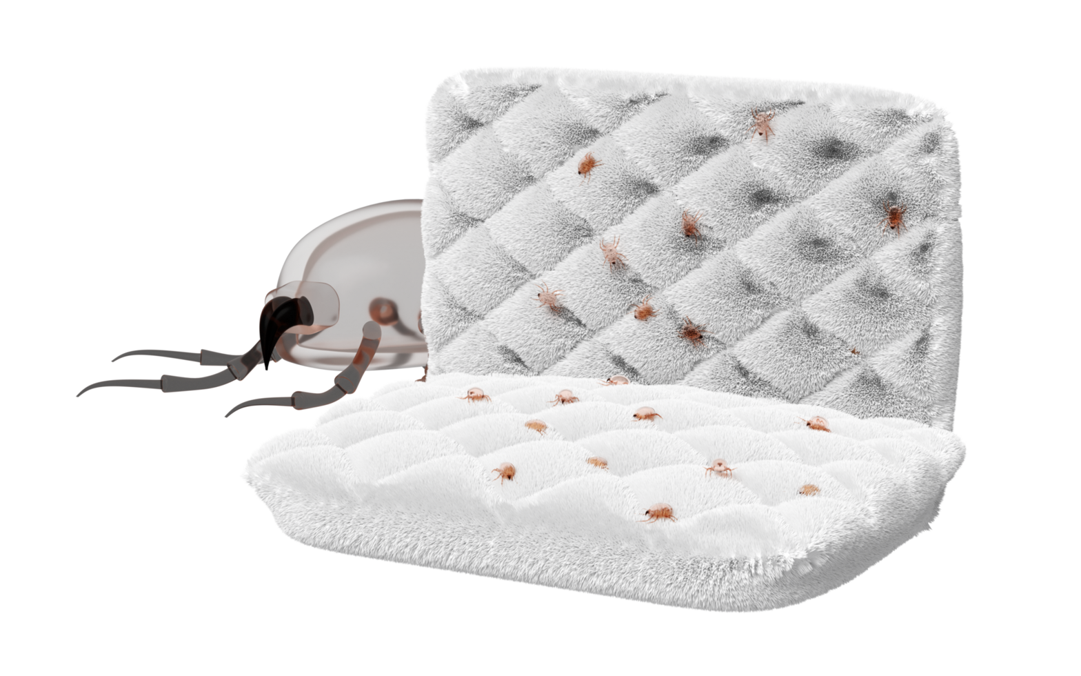 3d dust mites in sofa isolated. 3d illustration render png