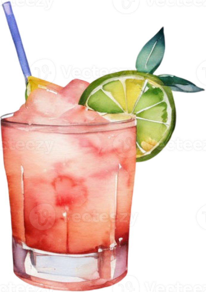 a pink drink with lime and lemon png