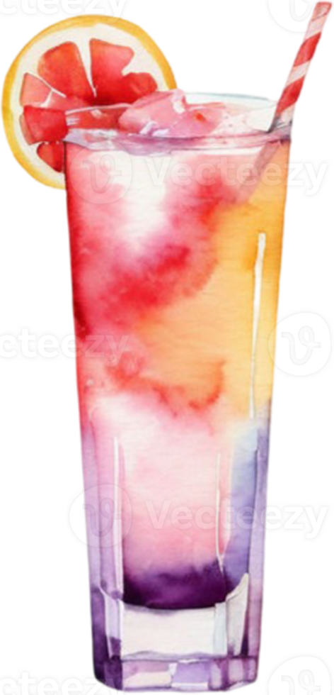 a colorful drink with a straw and orange slice png