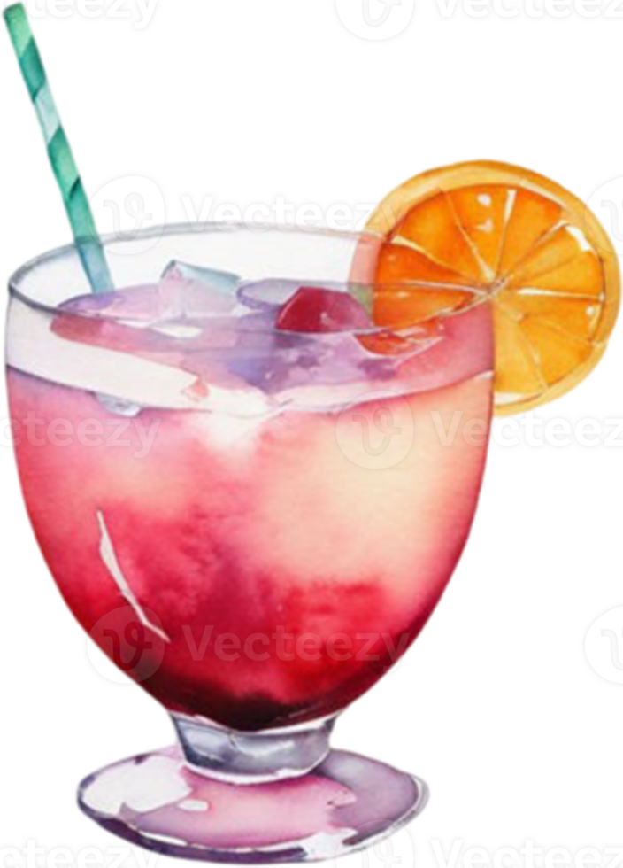 a watercolor drawing of a cocktail with orange slices png