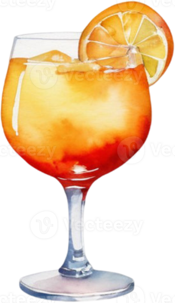 a watercolor orange drink in a glass png