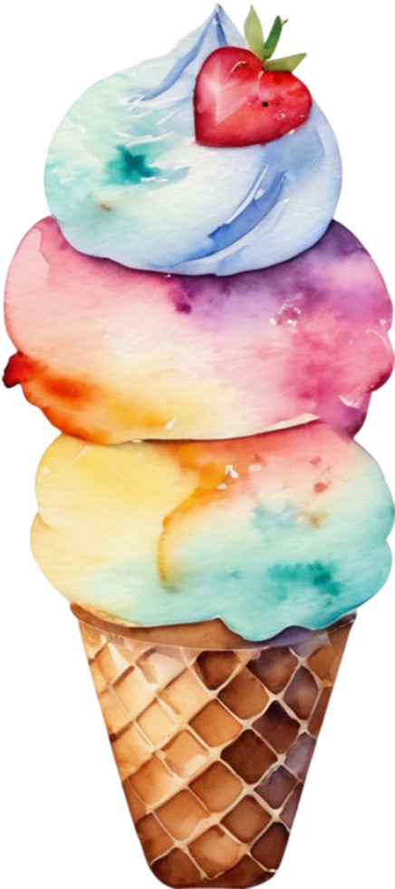 Ice cream watercolor clipart illustration png