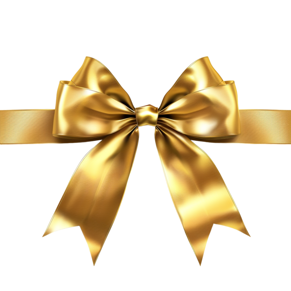 Generated Ai A gold ribbon with a bow on it is tied with a gold ribbon png