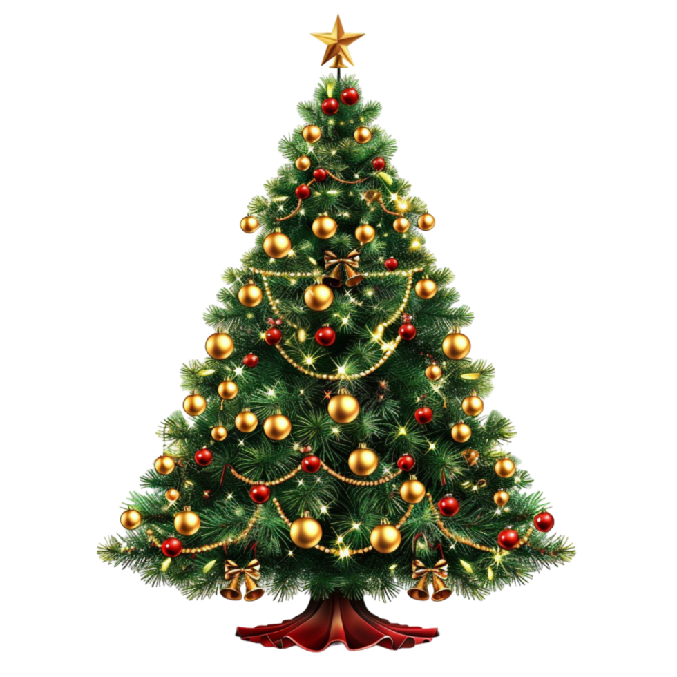 Generated Ai A christmas tree with a red ball on it png