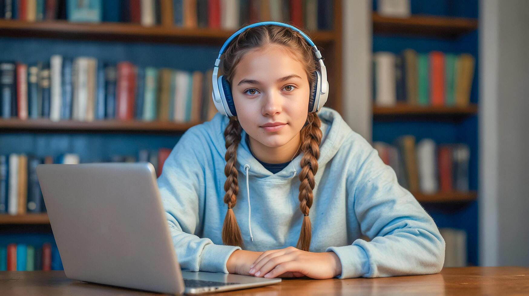 Female students study online at home Learning to enhance skills photo