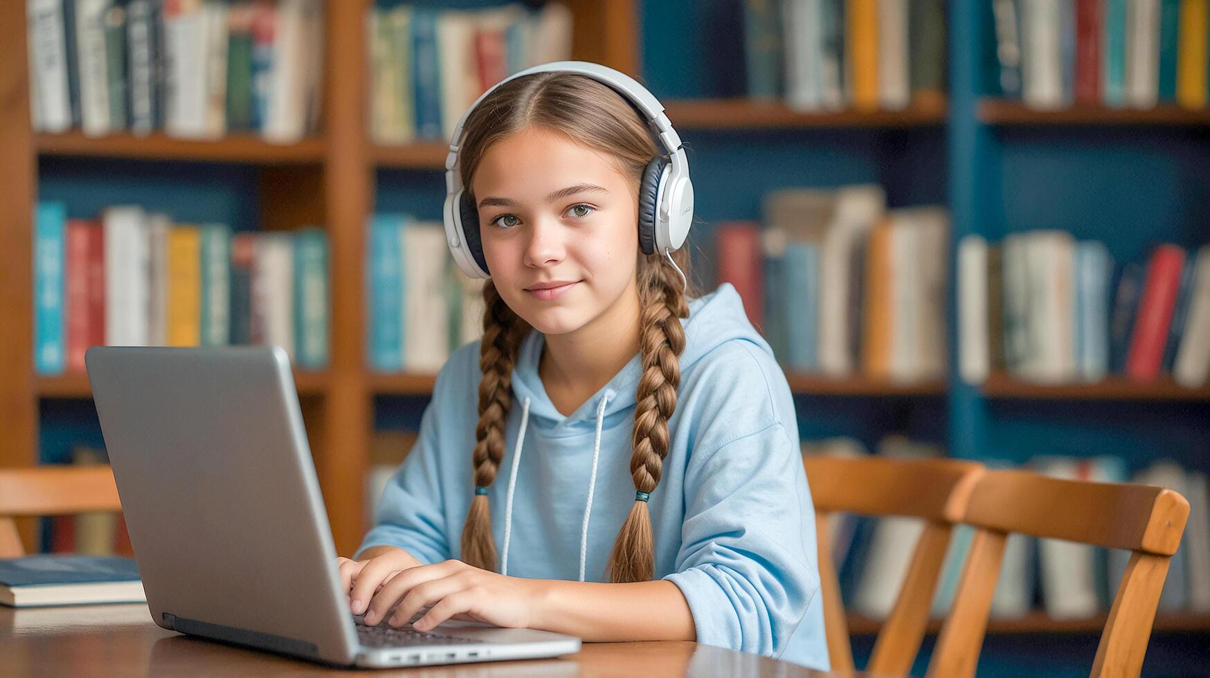 Female students study online at home Learning to enhance skills photo