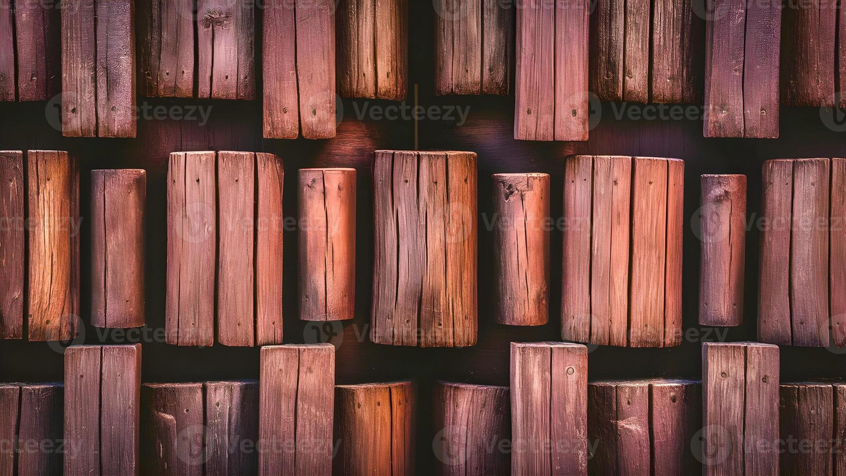 Many wooden pieces with textures in detailed are arranged and forming a background photo