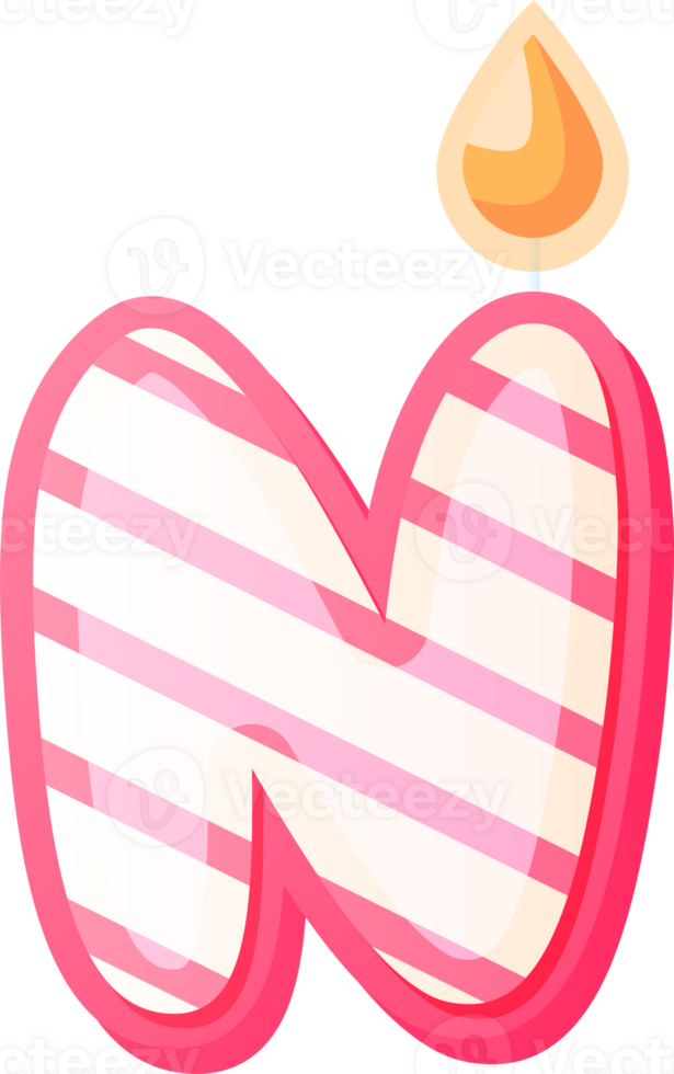 Brithday Candle Alphabet Letter N png