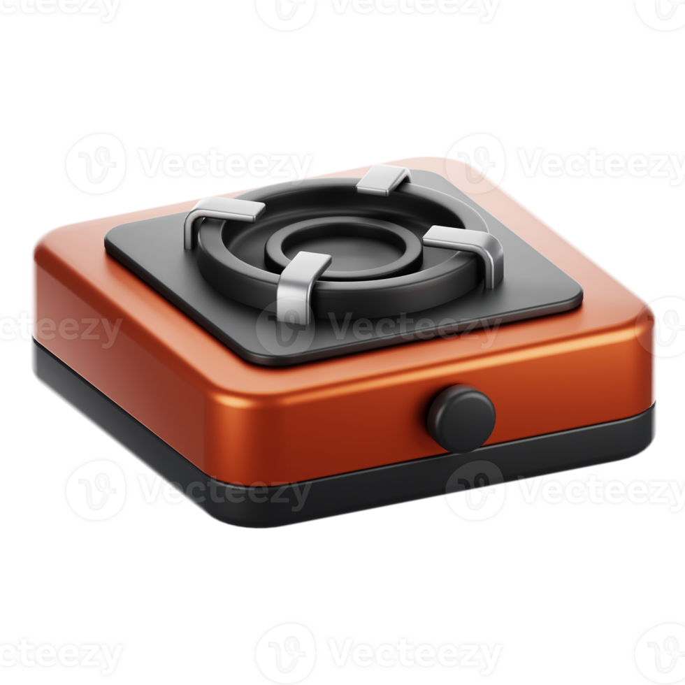 camping icon concept on 3d rendering. 3d render stove png