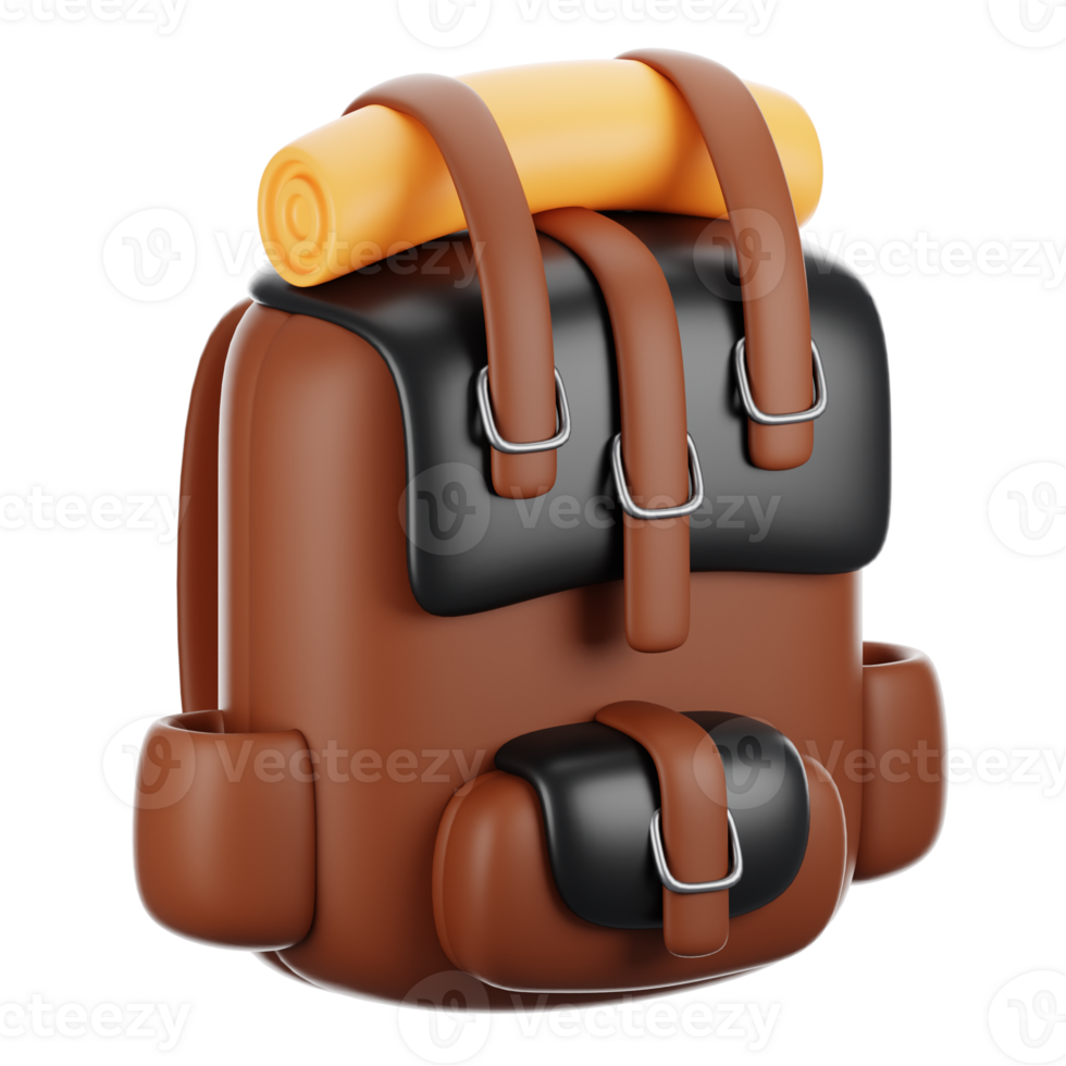 3d rendering camping icon concept. 3d render backpack png