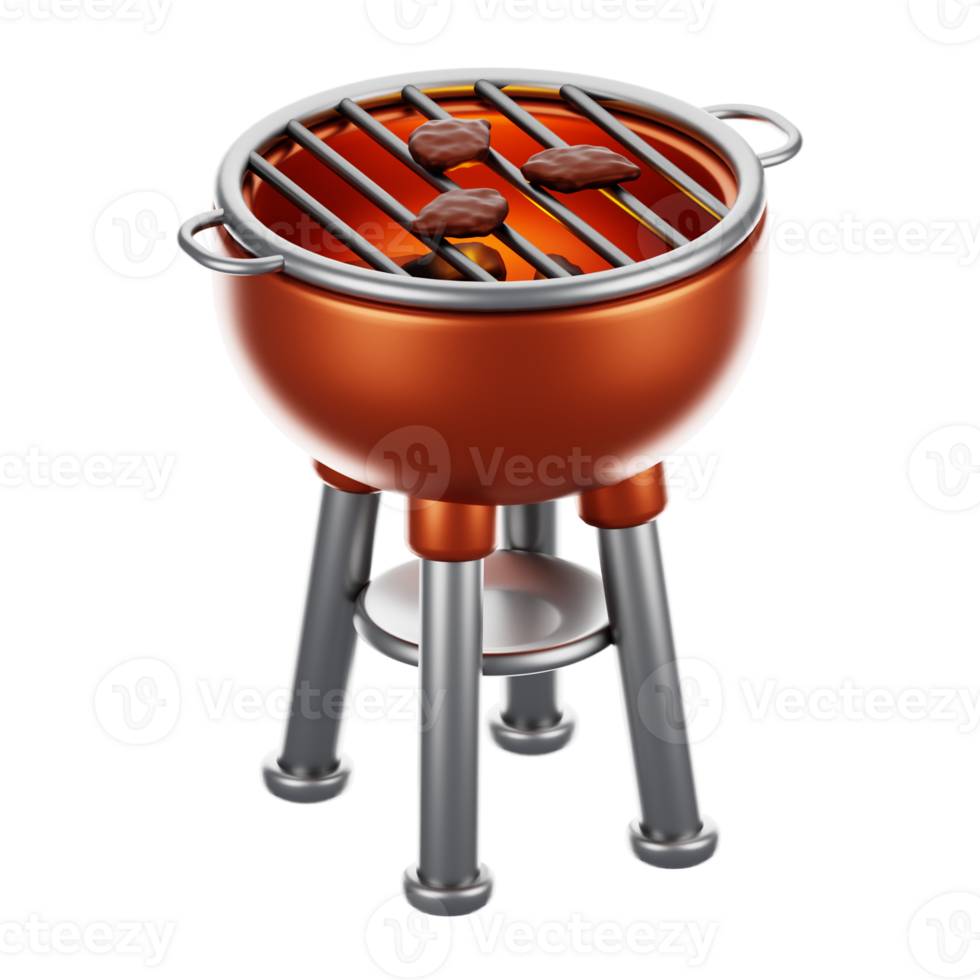 3d rendering camping icon concept. 3d render bbq grill png