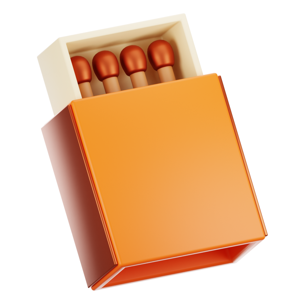 camping icon concept on 3d rendering. 3d render match box png