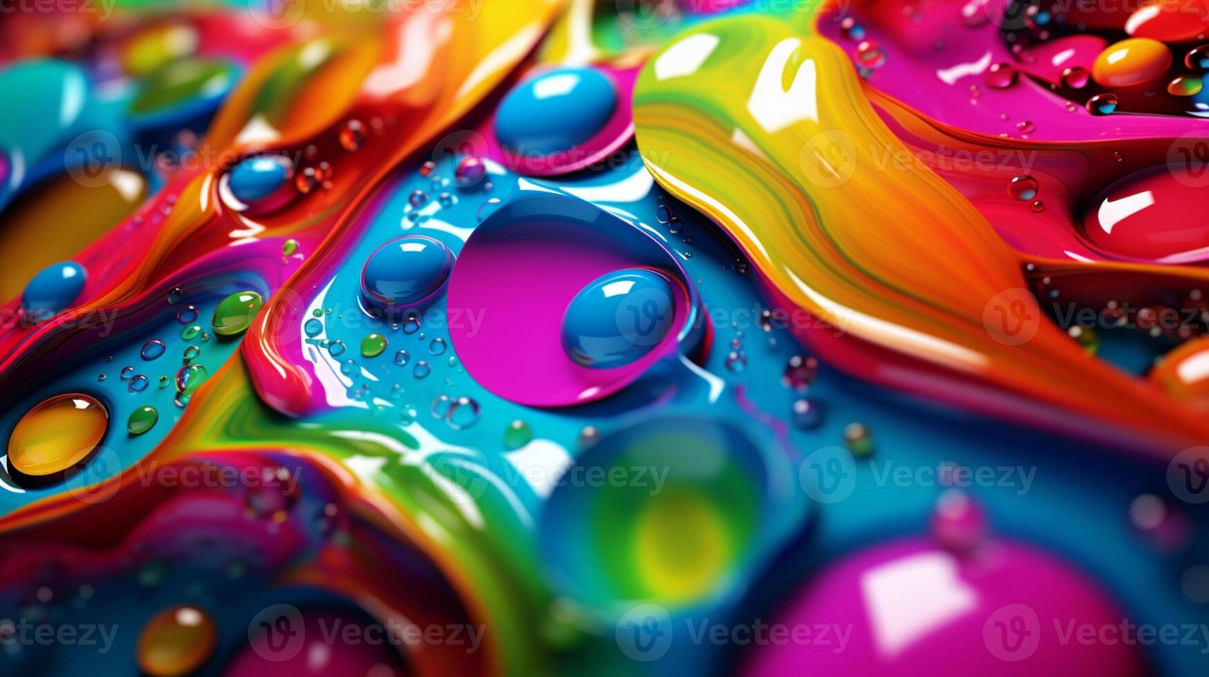 Abstract background in the form of colorful paint drops and streaks photo