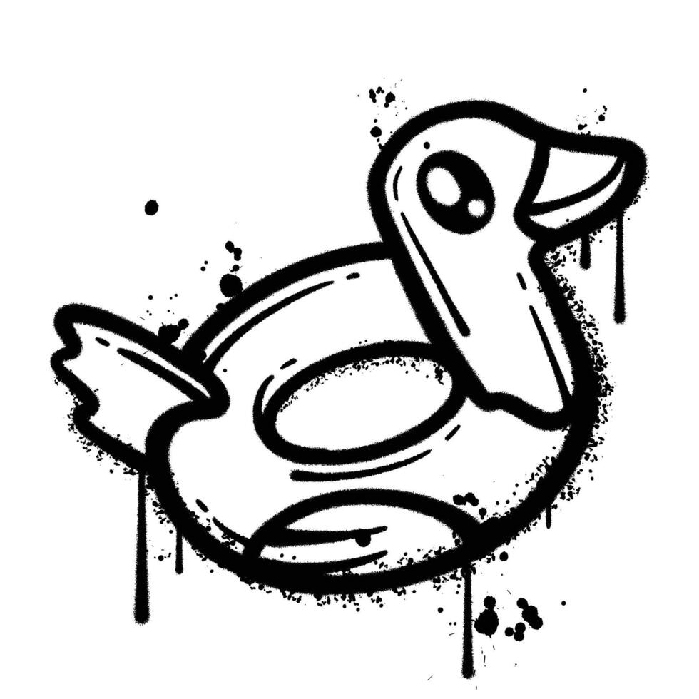 Black and White Graffiti spray Style Duck Float Illustration vector