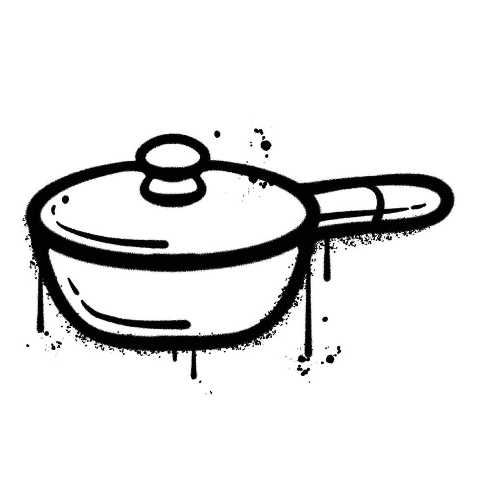 Black and White Graffiti Spray Paint Illustration of a Covered Pot vector