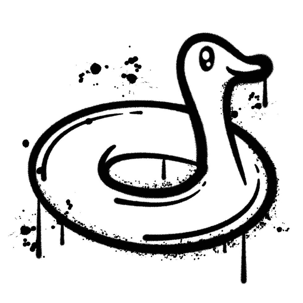 Black and White Graffiti Spray Painted Duck Float vector