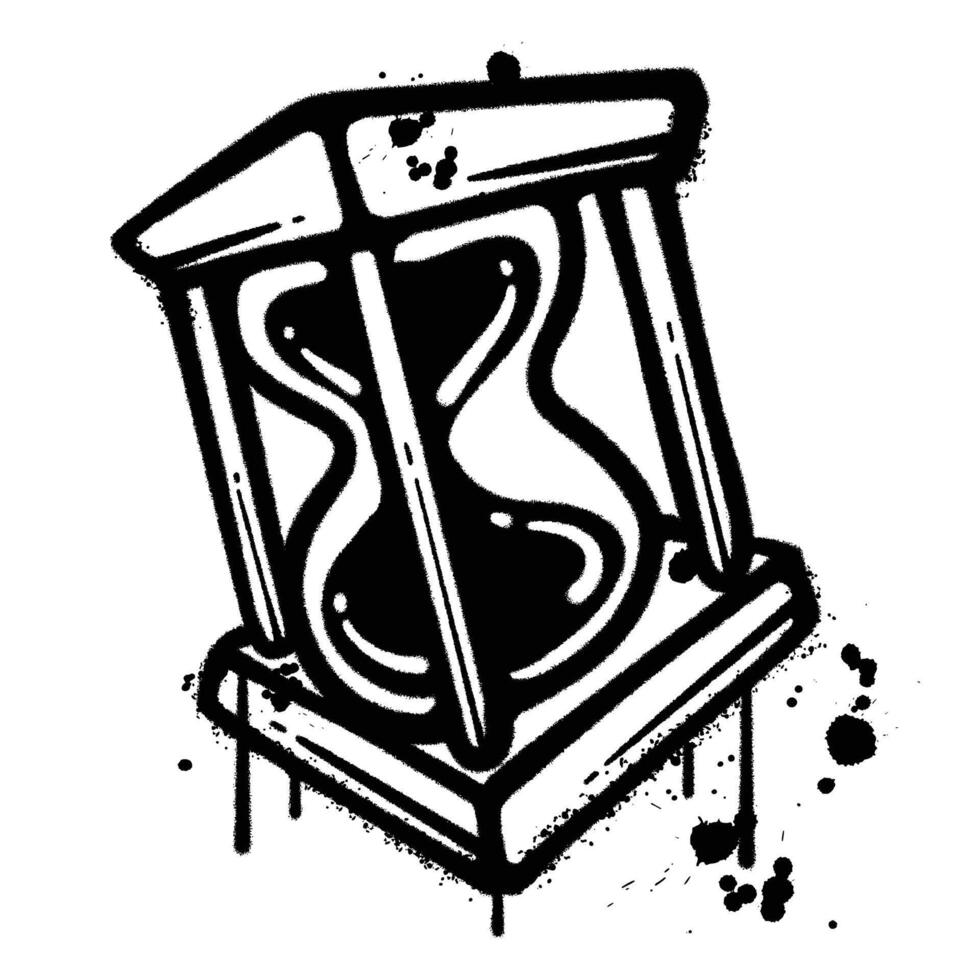 Graffiti spray hourglass isolated on white background vector