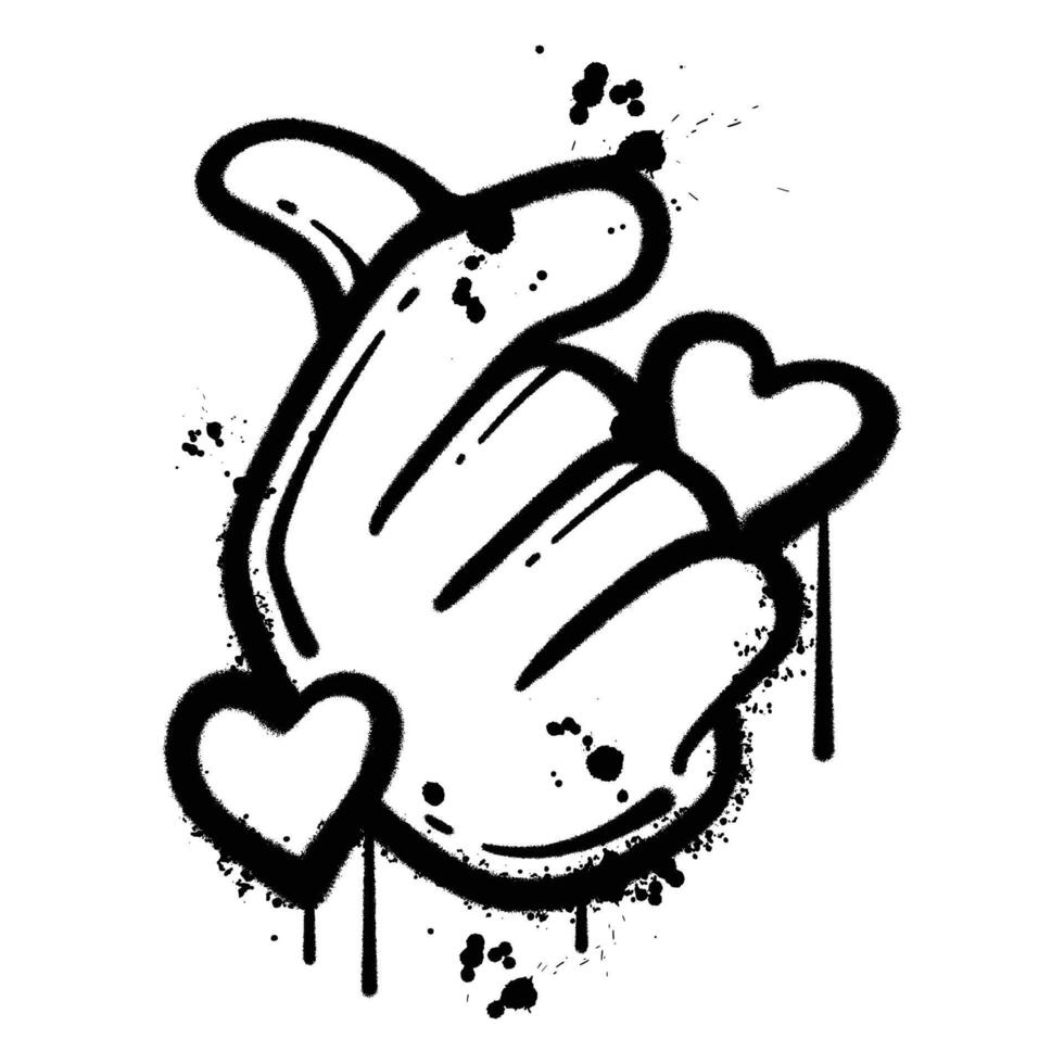 Graffiti spray love hand isolated on white background vector