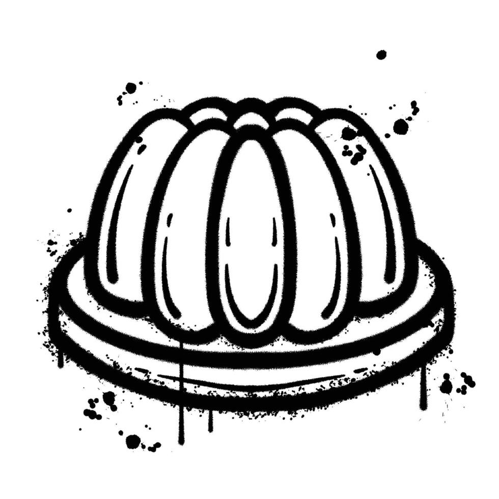 Black and White Graffiti spray Style Illustration of a Jelly Mold vector