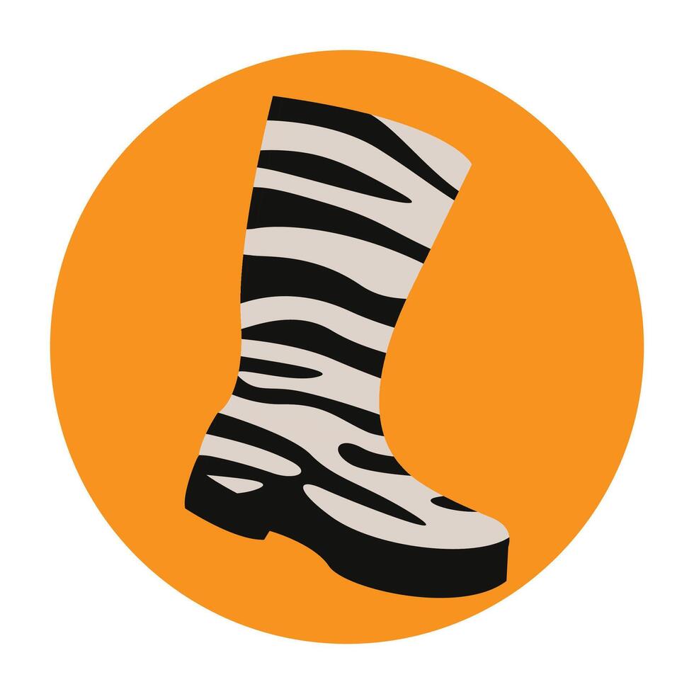Zebra Pattern Rubber Boot Icon vector