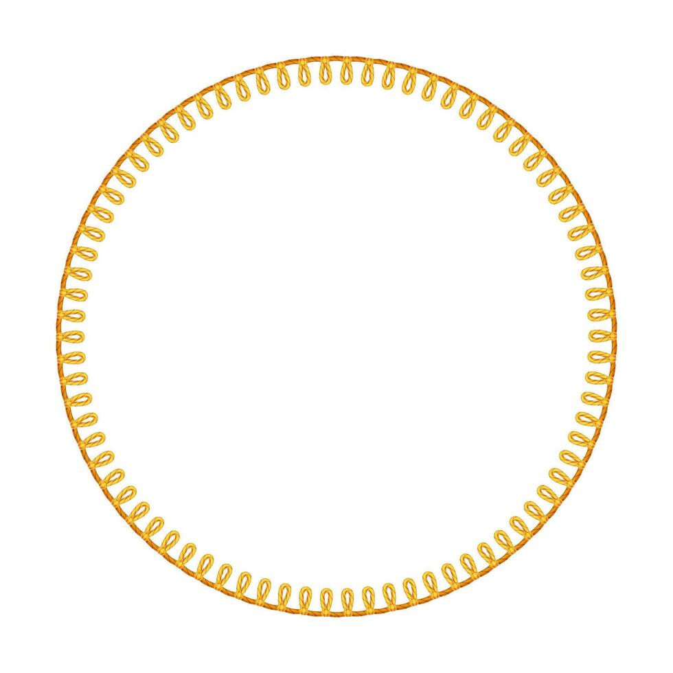Yellow Rope Textured Stitched Round Frame vector