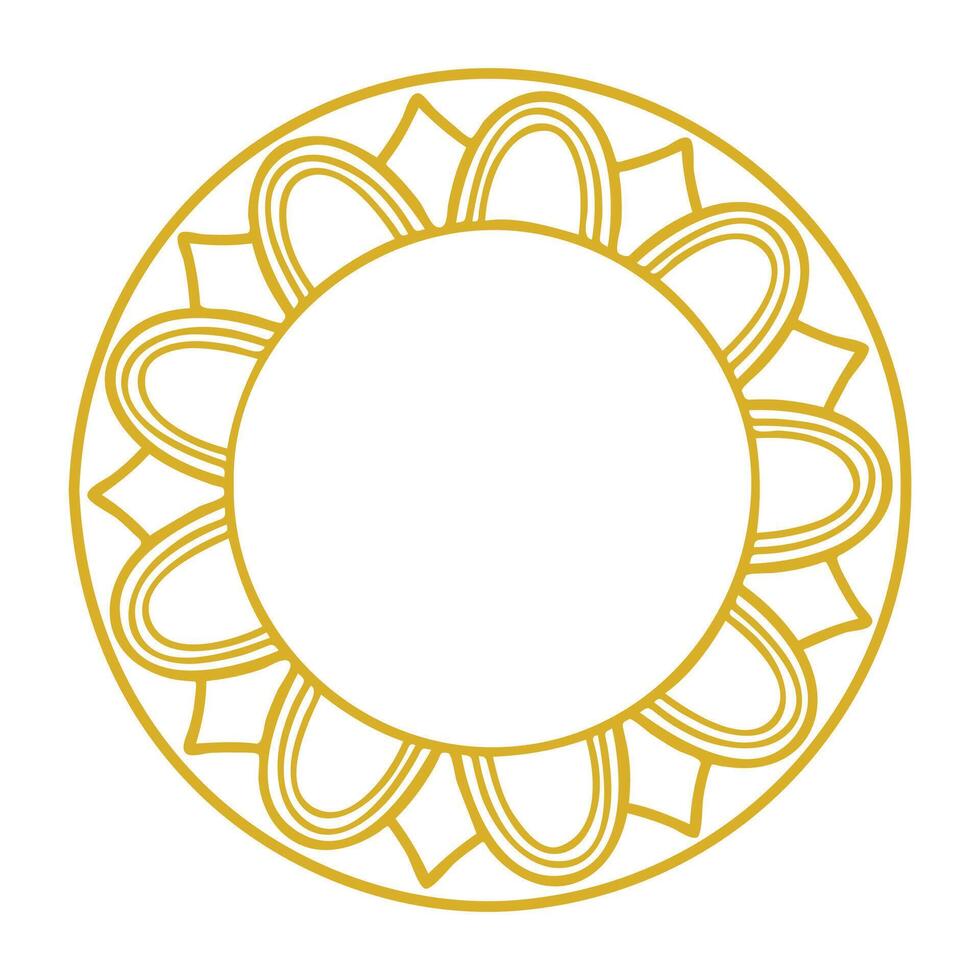 Golden Floral Mandala Style Ornamental Round Frame vector
