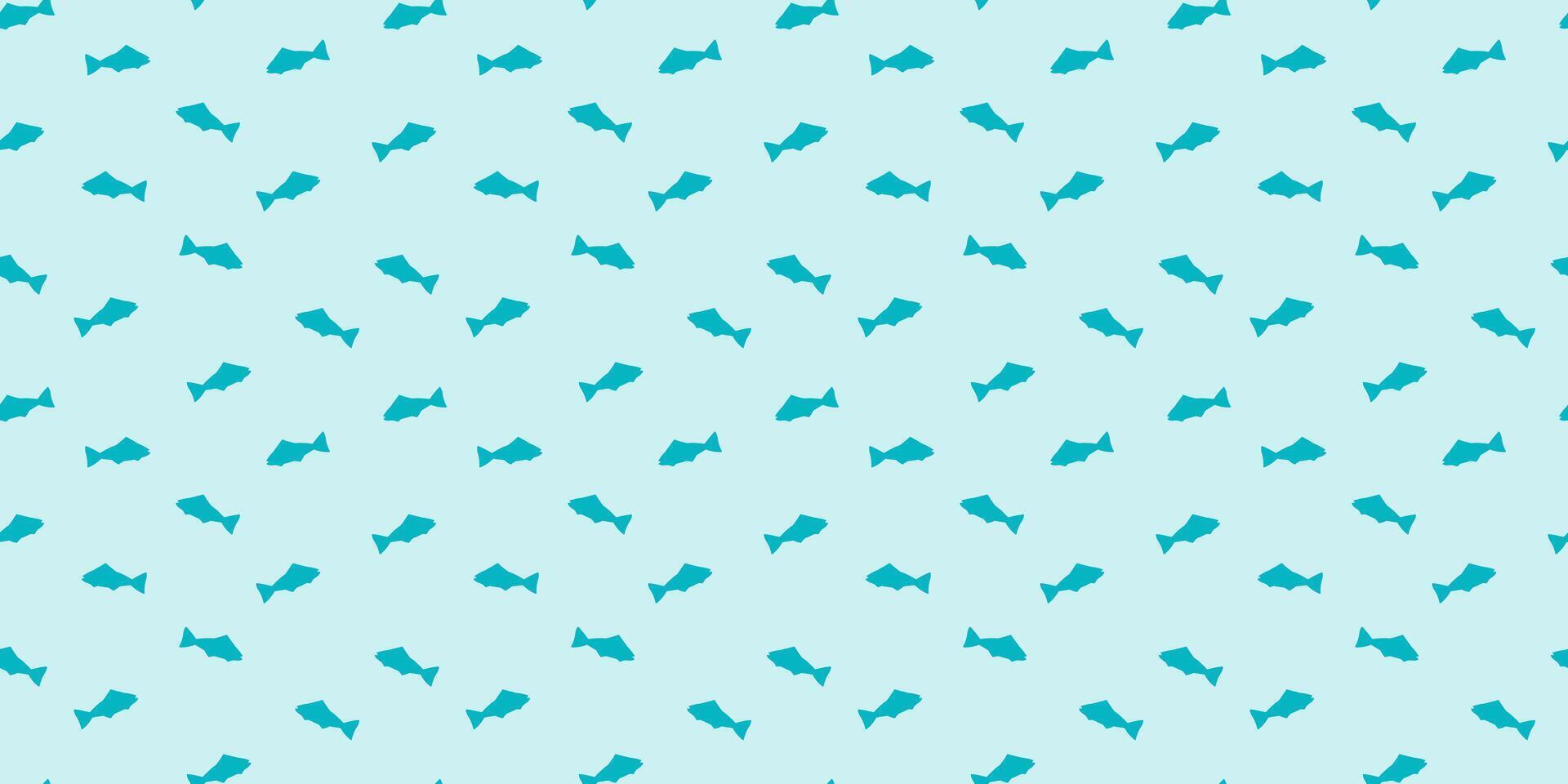 Seamless Pattern with Blue Fishes, Sea Background vector