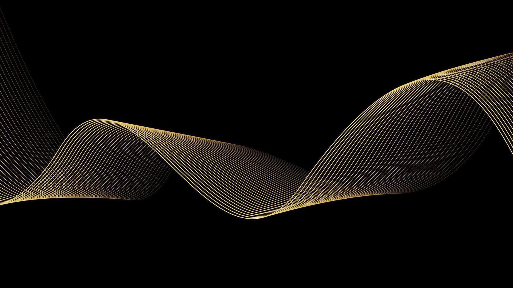 Abstract wave lines luxury shiny gold color on black background. Futuristic flow of shining gold line waves. Suitable for banners, posters, covers, brochures, flyers, websites vector