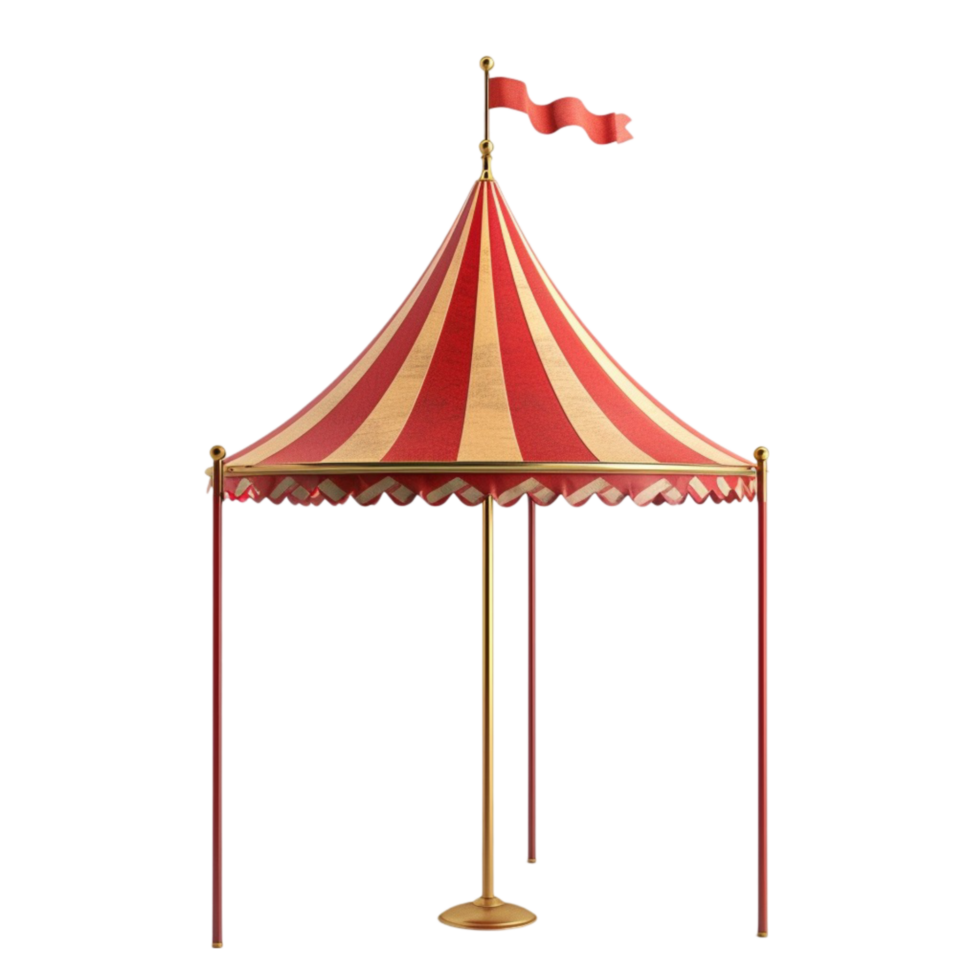 Circus Tent with Red and White Striped Canopy on Transparent Background AI-Generative png