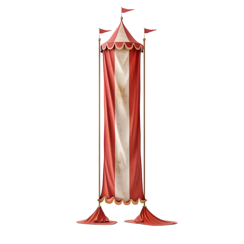 Red and White Circus Tent with Flag on Transparent Background AI-Generative png