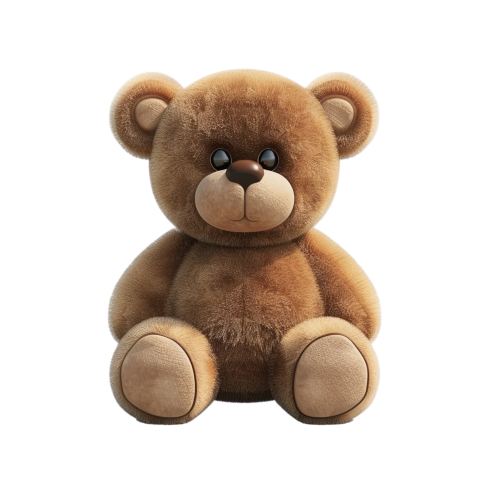 Brown Teddy Bear Sitting on Transparent Background AI-Generative png