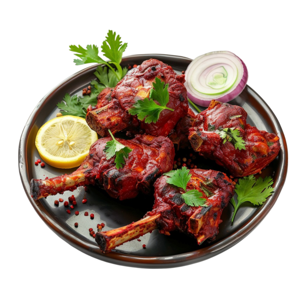 Chicken Tikka Platter on Transparent Background AI-Generative png