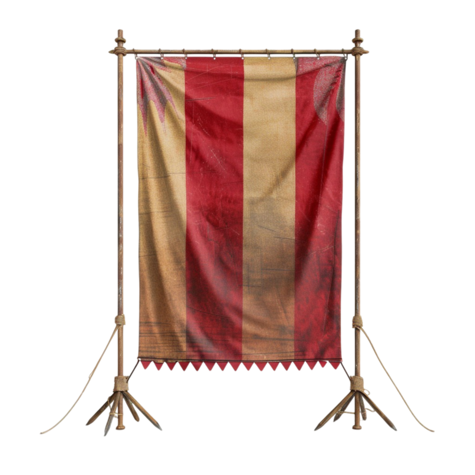 Flag on Pole with Two Stands on Transparent Background AI-Generative png