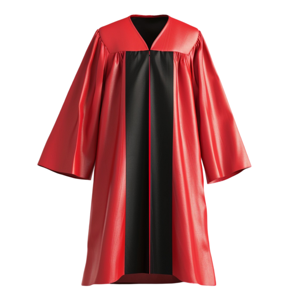 Red Graduation Gown with Black Trim AI-Generative png
